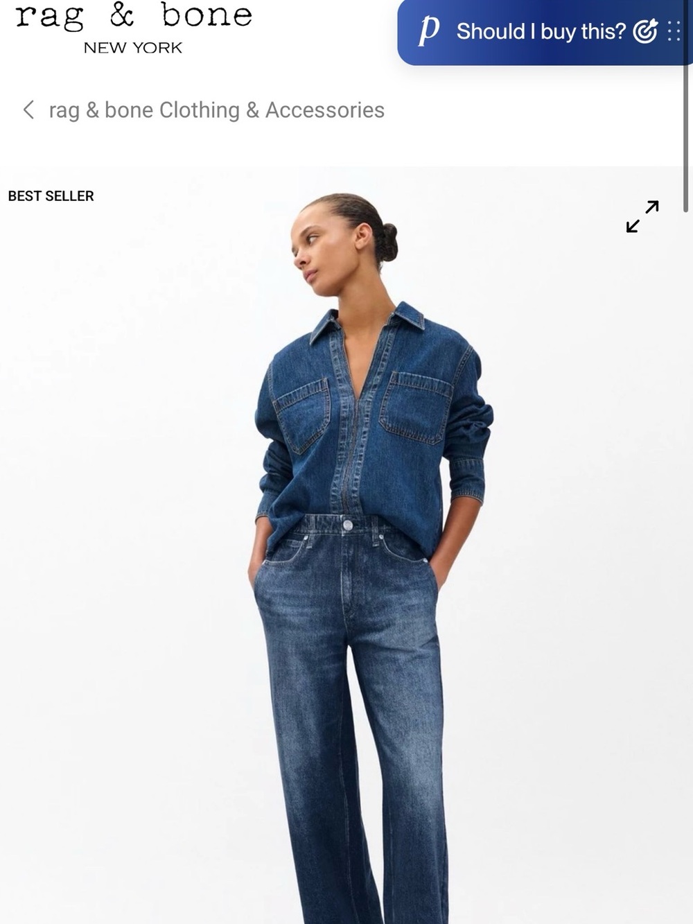 rag & bone Women's Wide-Leg Jeans in Washed Blue